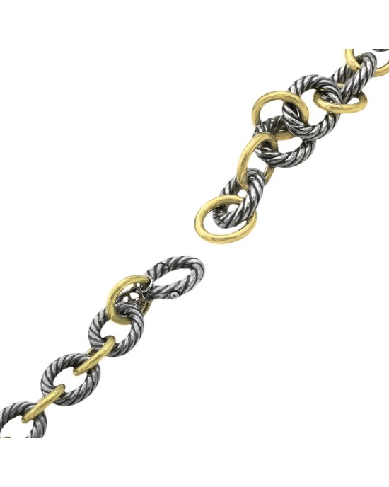 David Yurman Chain Collection Oval Link Chain Bracelet in Sterling Silver and Gold